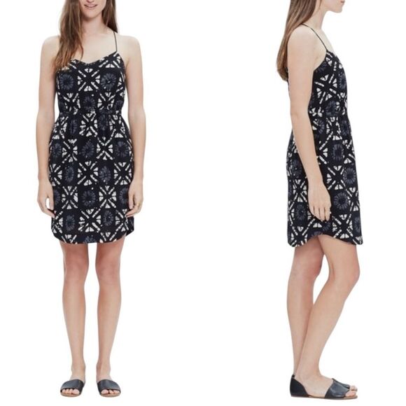 Madewell Starview 100% Silk Batik Grid Mini Dress Sz 4 - Picture 3 of 16